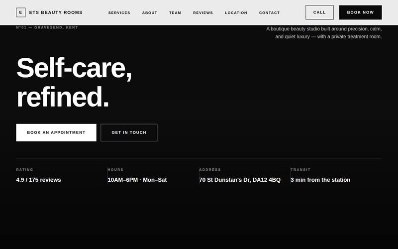 Beauty salon website concept build by Lucent Lab
