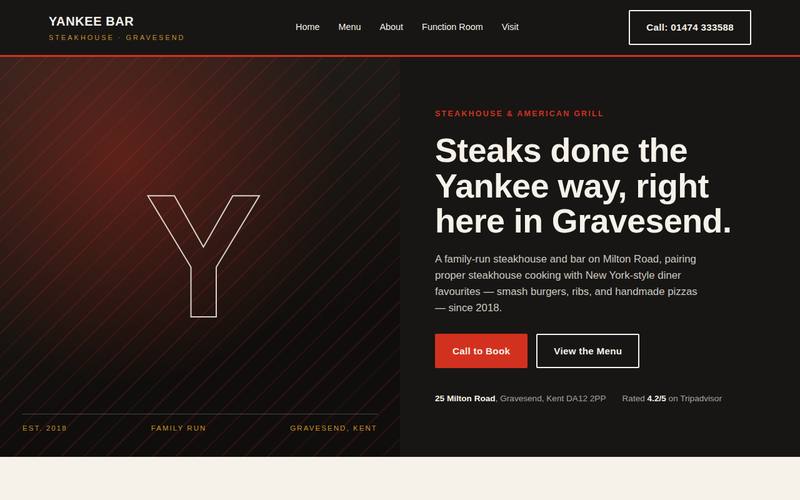 Steakhouse restaurant website concept build by Lucent Lab